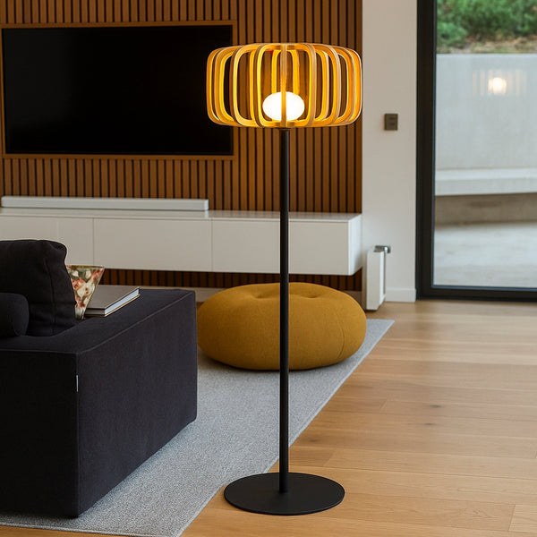 Standy Bambou - Lampadaire Sans Fil - Bambou - Beige