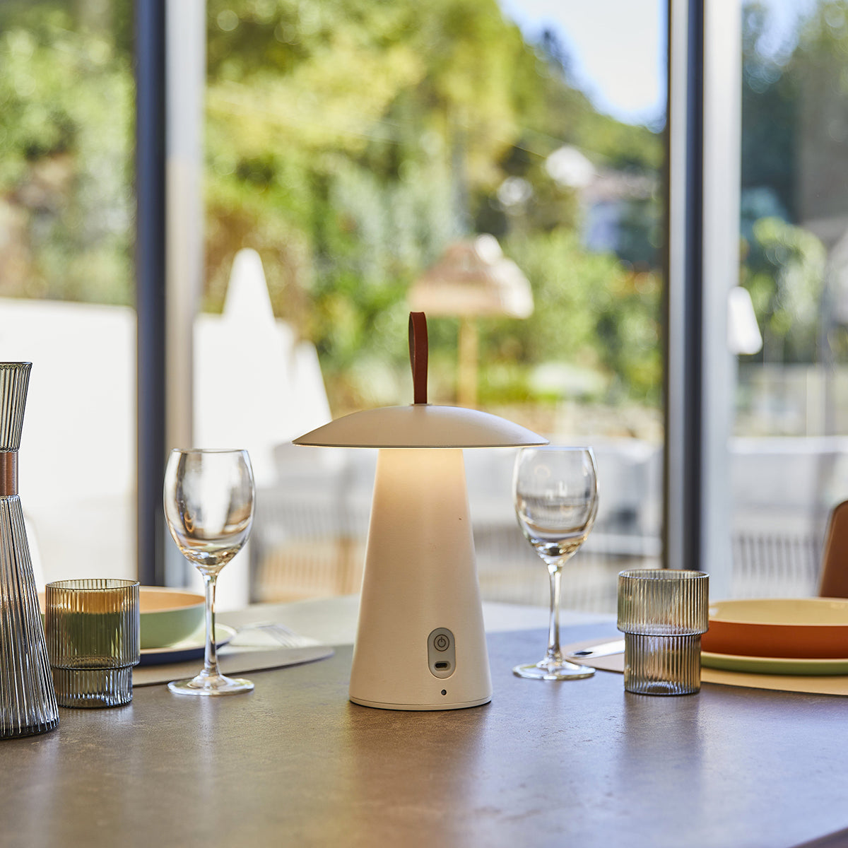 Fungy - Lampe De Table Sans Fil - Acier - Blanc