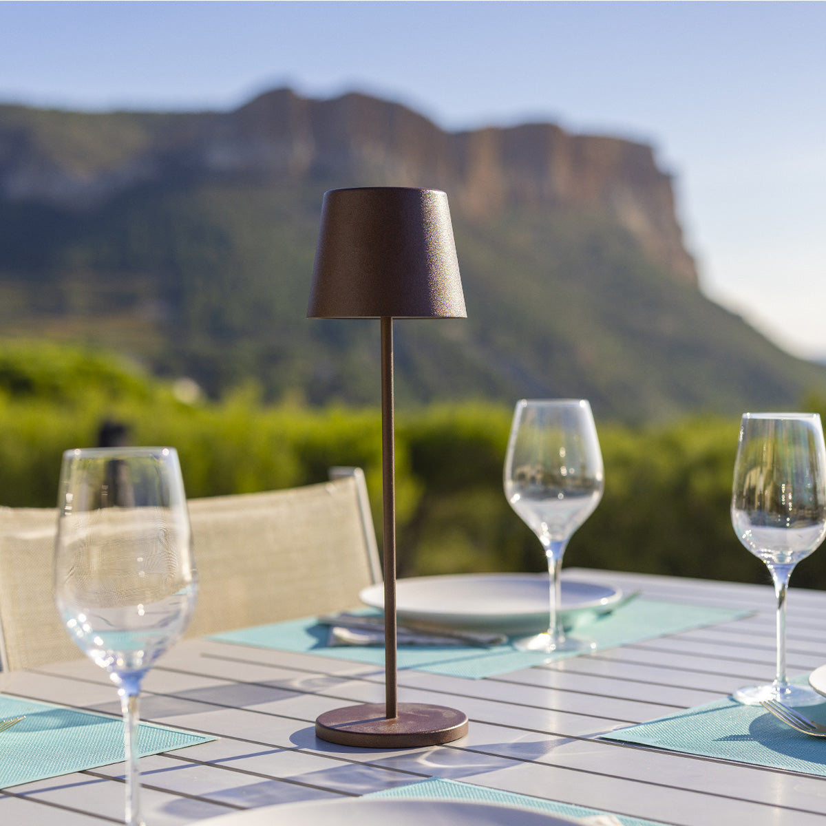 Kelly - Lampe De Table Sans Fil - Acier - Marron