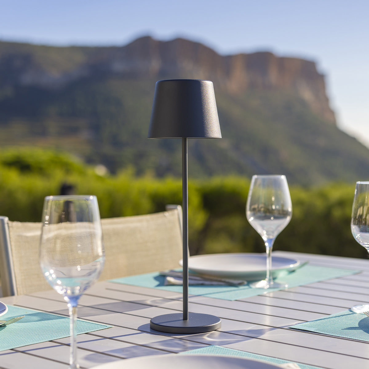 Kelly - Lampe De Table Sans Fil - Acier - Gris Anthracite