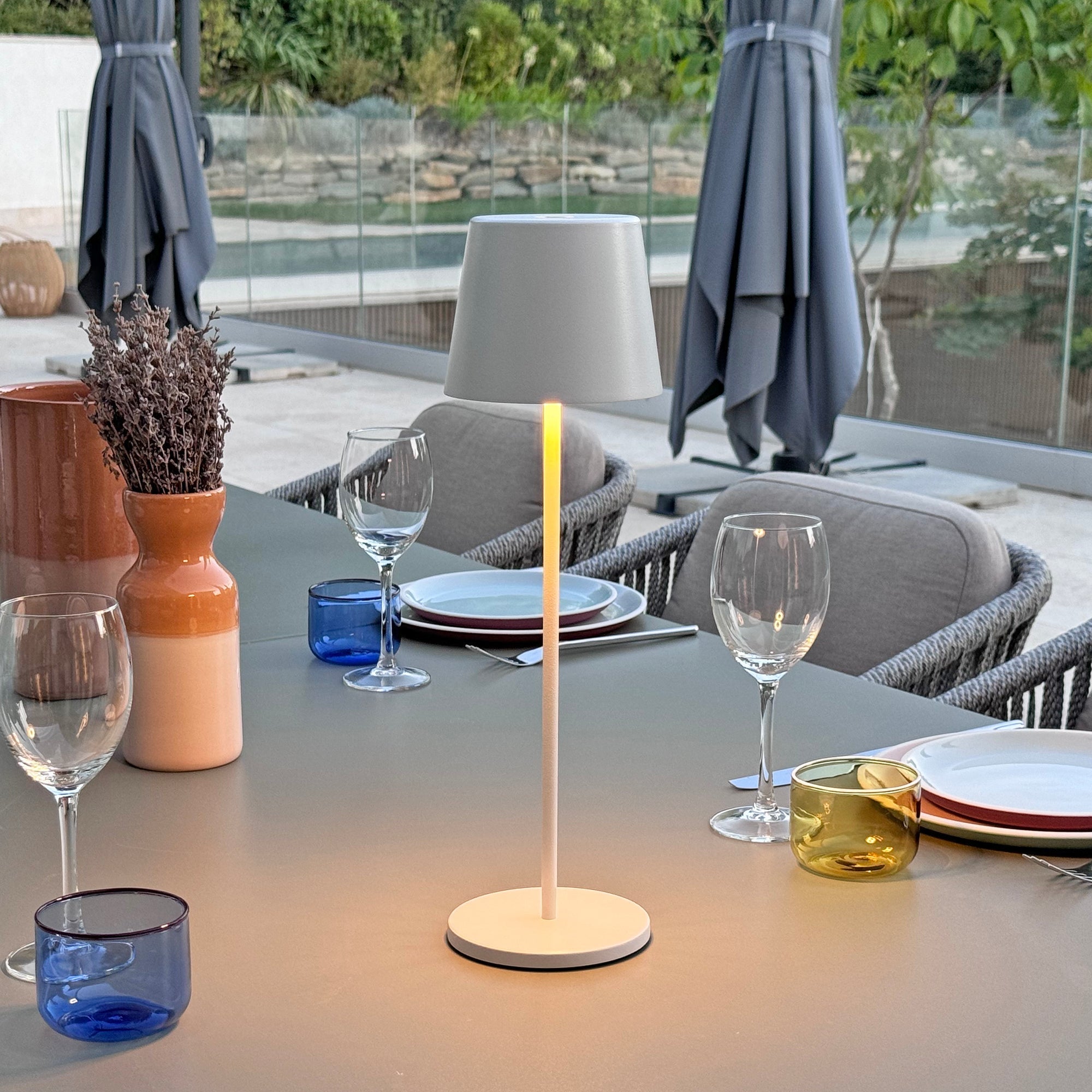 Kelly - Lampe De Table Sans Fil - Acier - Blanc