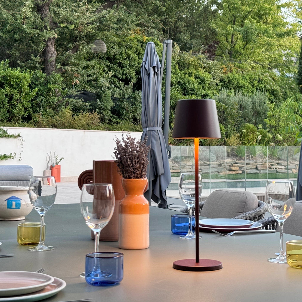 Kelly - Lampe De Table Sans Fil - Acier - Marron