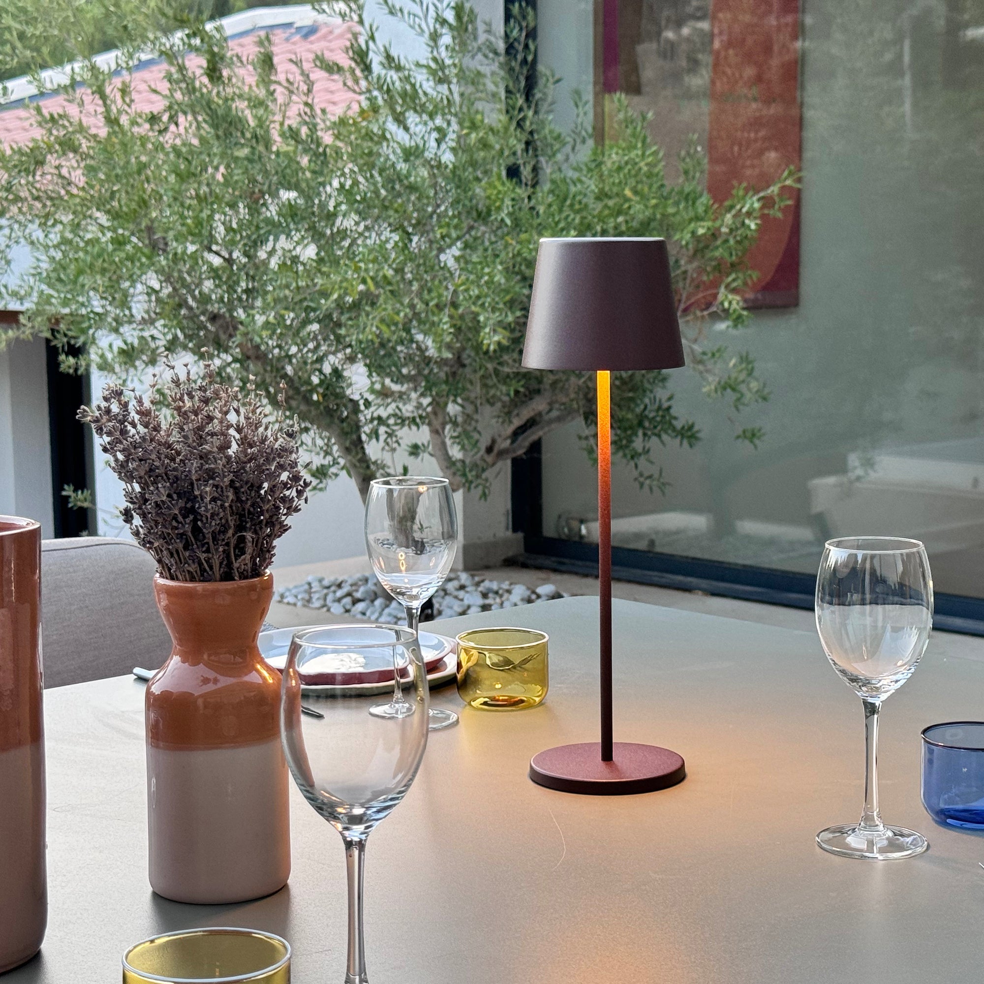 Kelly - Lampe De Table Sans Fil - Acier - Marron