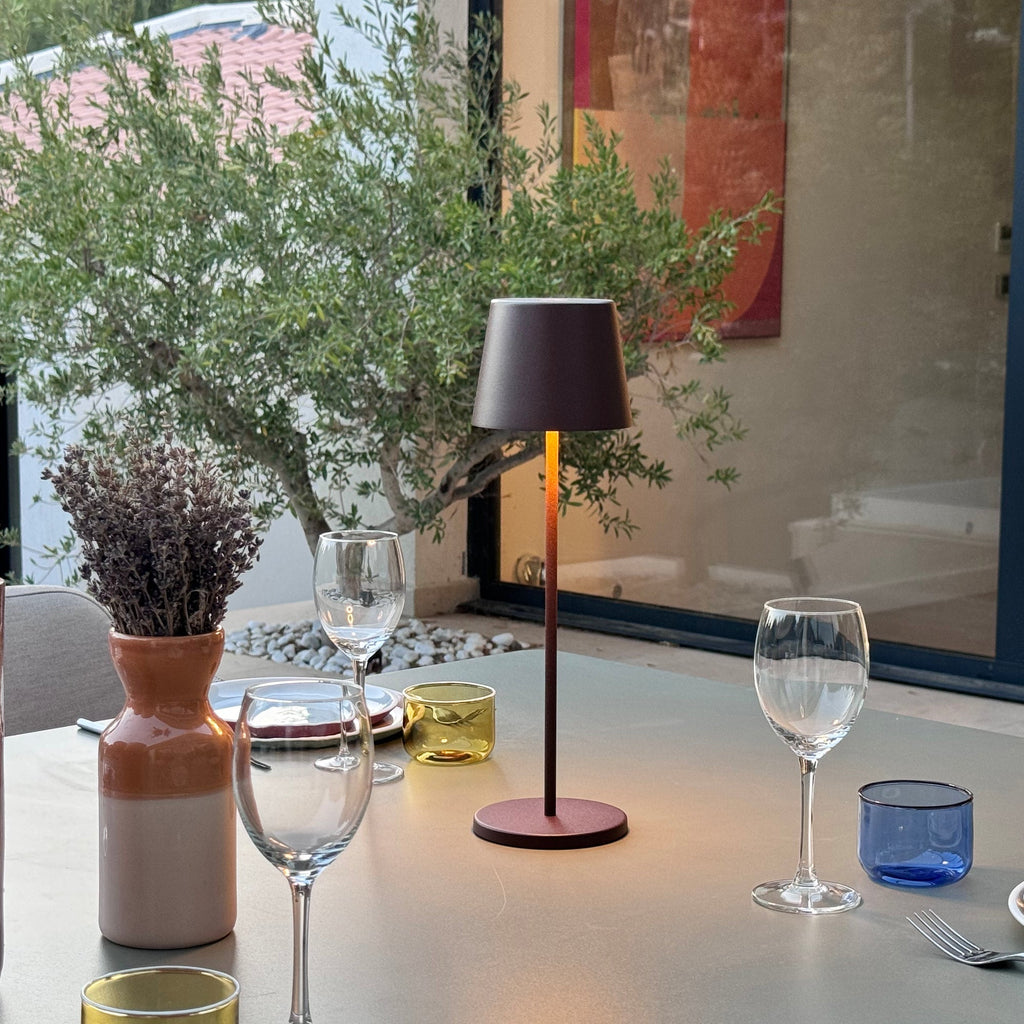 Kelly - Lampe De Table Sans Fil - Acier - Marron