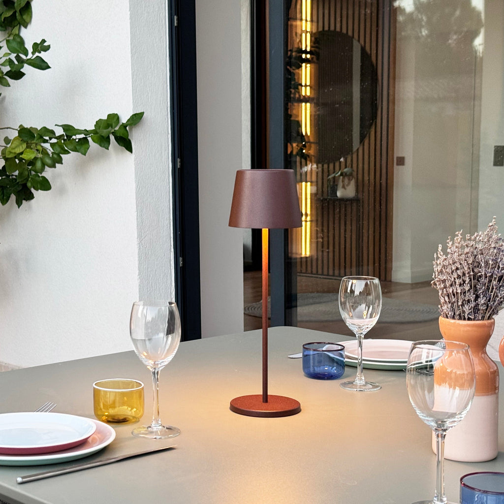Kelly - Lampe De Table Sans Fil - Acier - Marron