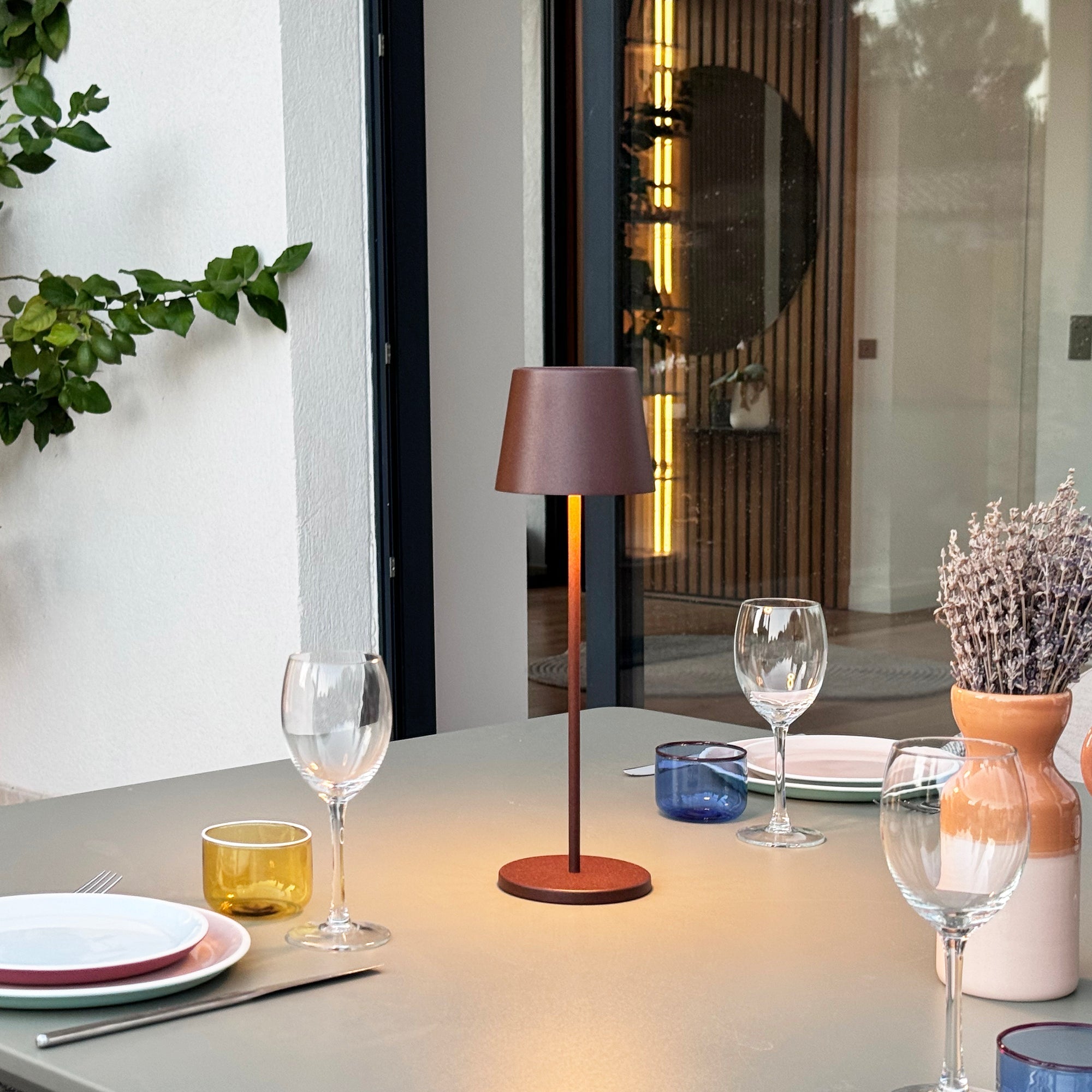 Kelly - Lampe De Table Sans Fil - Acier - Marron