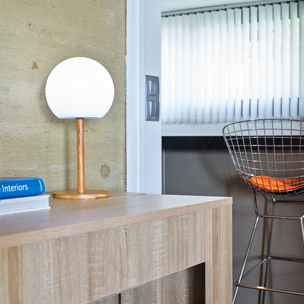 Luny - Lampe De Table Sans Fil - Bois - Bois