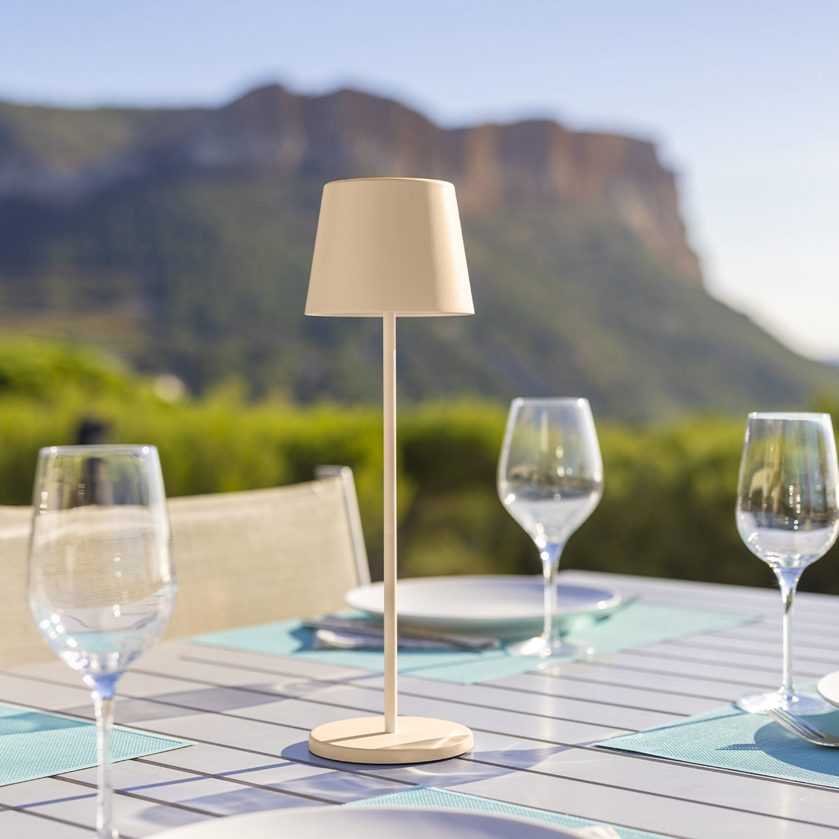 Kelly - Lampe De Table Sans Fil - Acier - Beige
