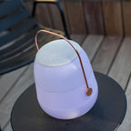 Lampe enceinte bluetooth sans fil poignée cuivre LED blanc/multicolore dimmable BOB STATION H33cm avec télécommande - REDDECO.com