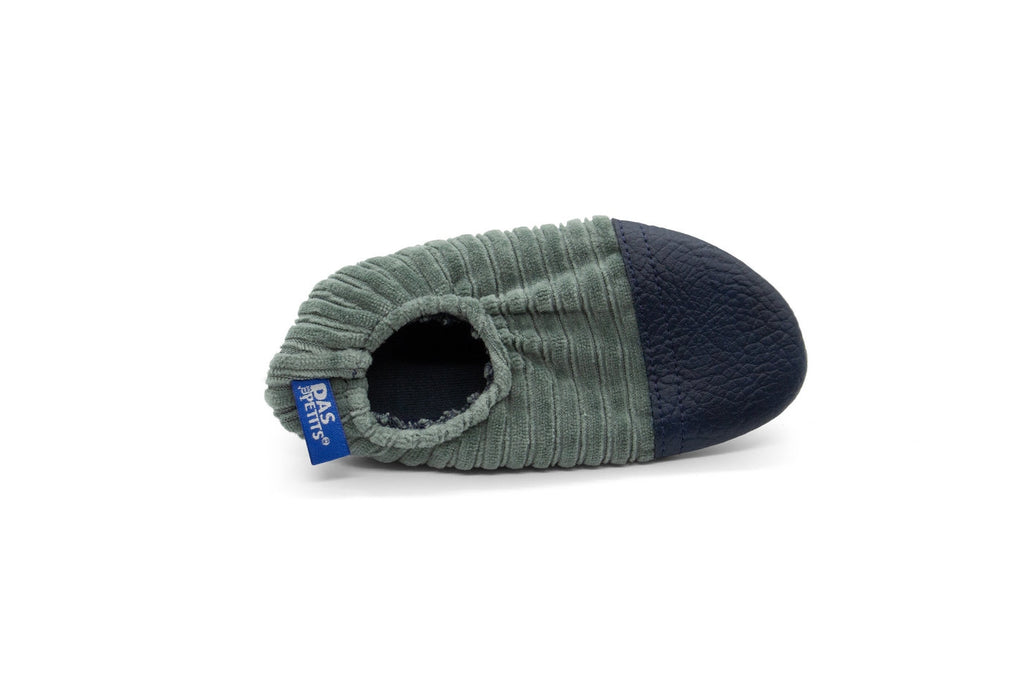 Les Petits Velours Gris Vert - Chaussons Souples - Pour L'Intérieur