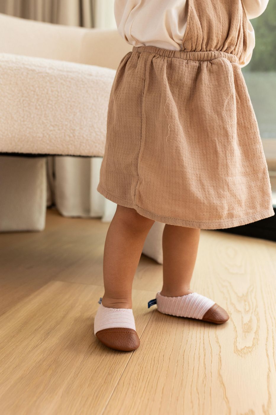 Les Petits Velours Rose Pâle - Chaussons Souples - Pour L'Intérieur