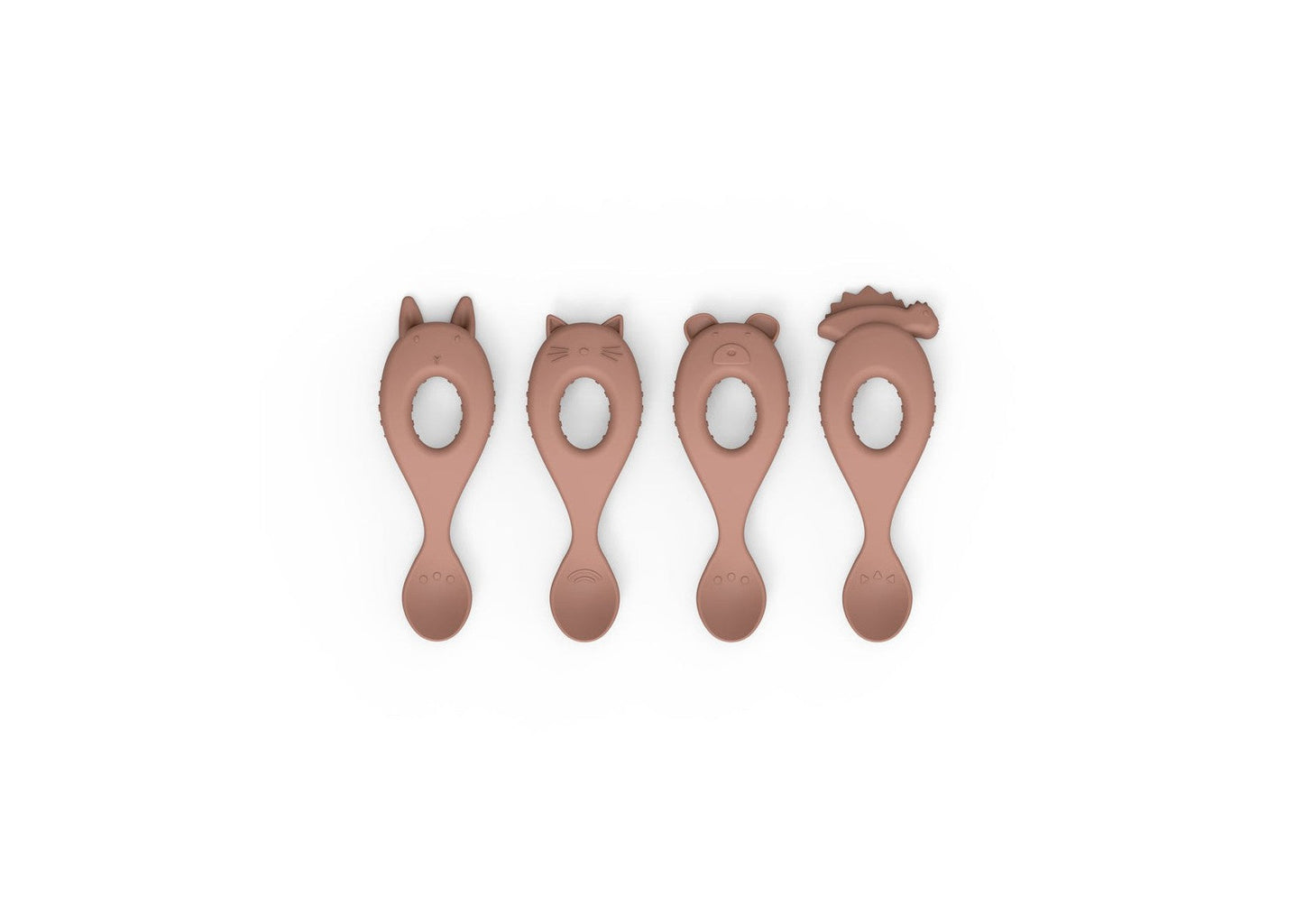 Liewood - Cuillère En Silicone Soft Baby - Pack De 4 Liva - Dark Rose