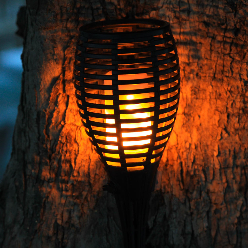 Lot de 2 mini torches solaires effet flamme LED blanc chaud MINI MAITY SUN H70cm - REDDECO.com