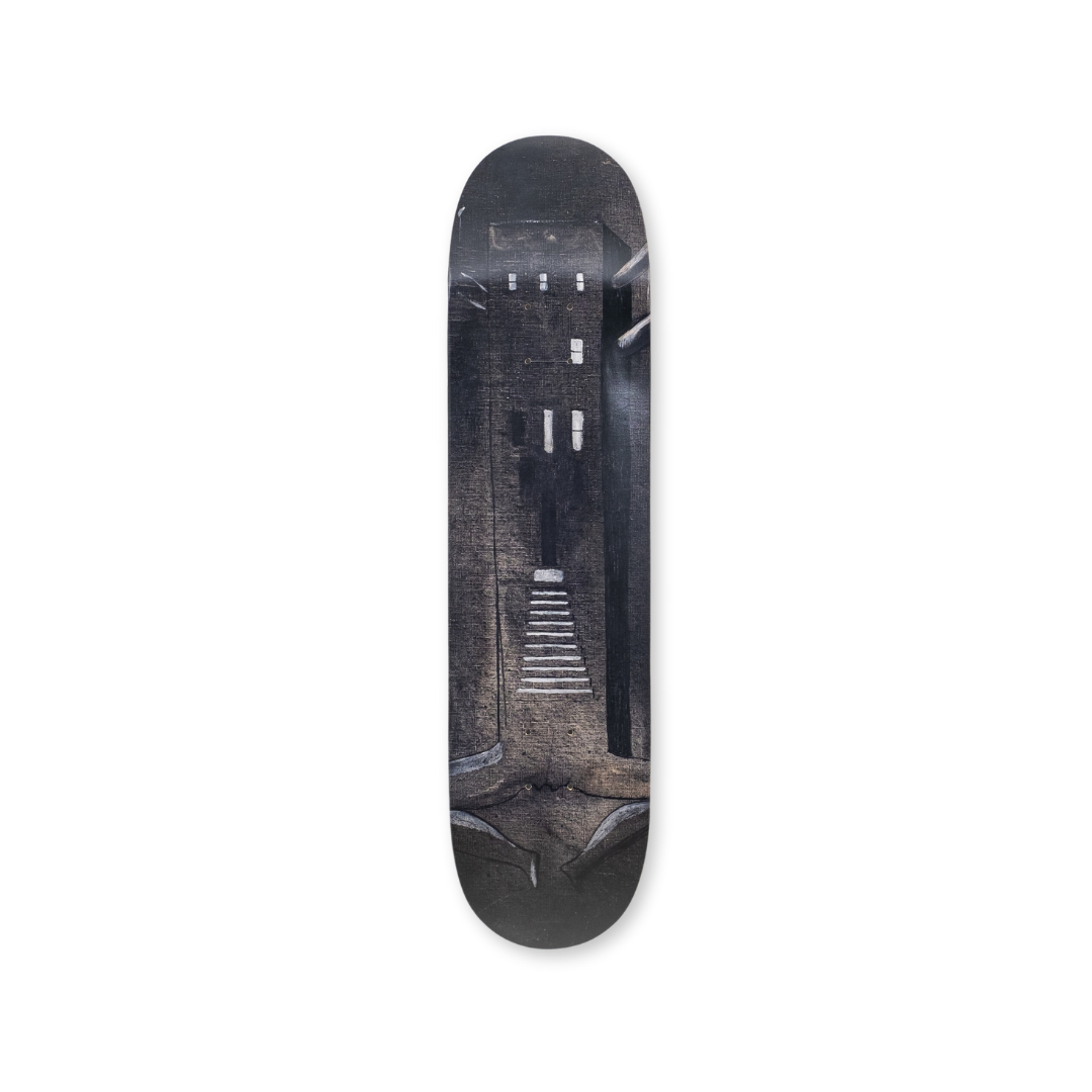 Louise Bourgeois's Femme Maison skateboard art by the skateroom
