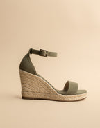 Espadrilles Compensées Lovrecina Cuir Daim Kaki - Femme
