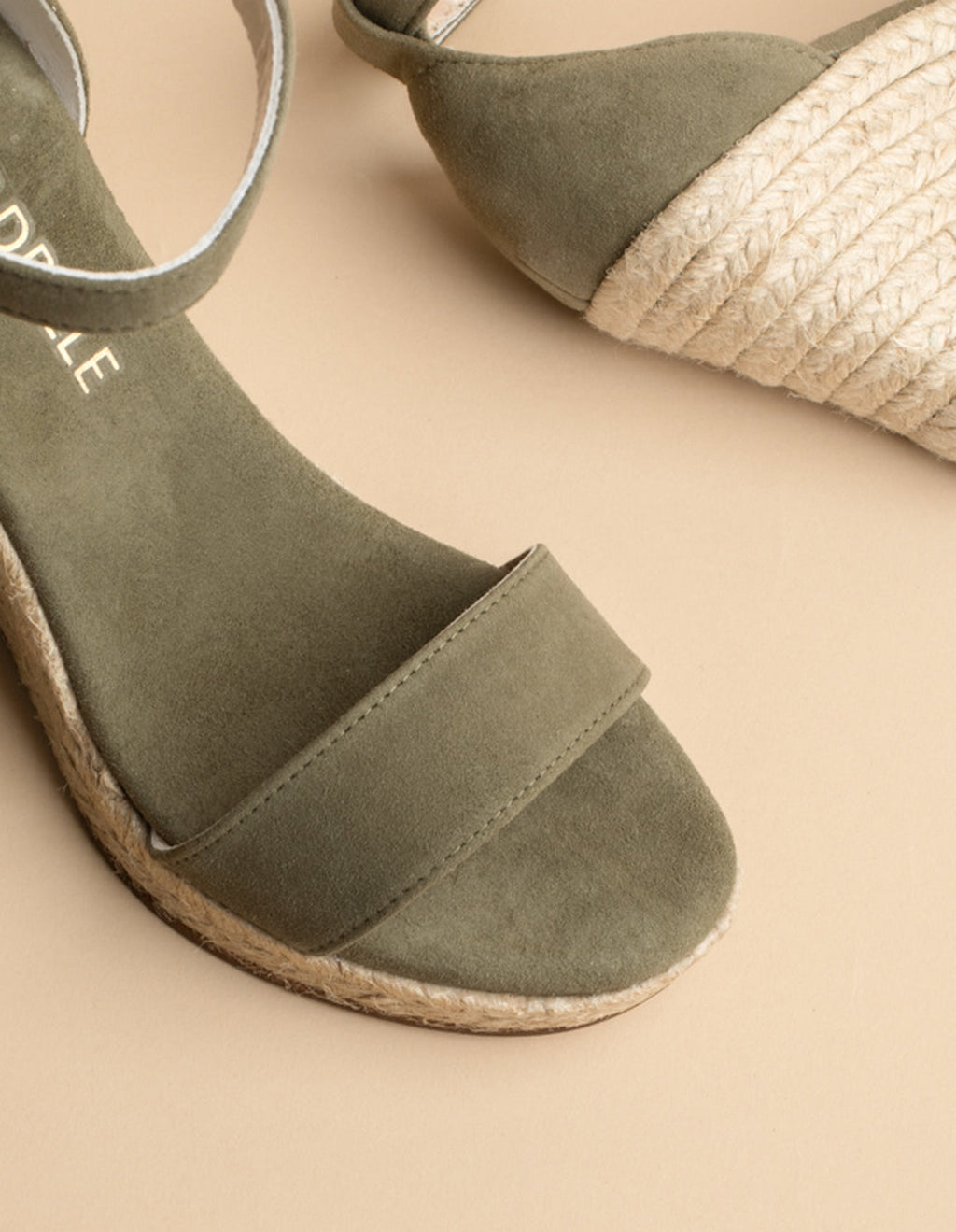Espadrilles Compensées Lovrecina Cuir Daim Kaki - Femme