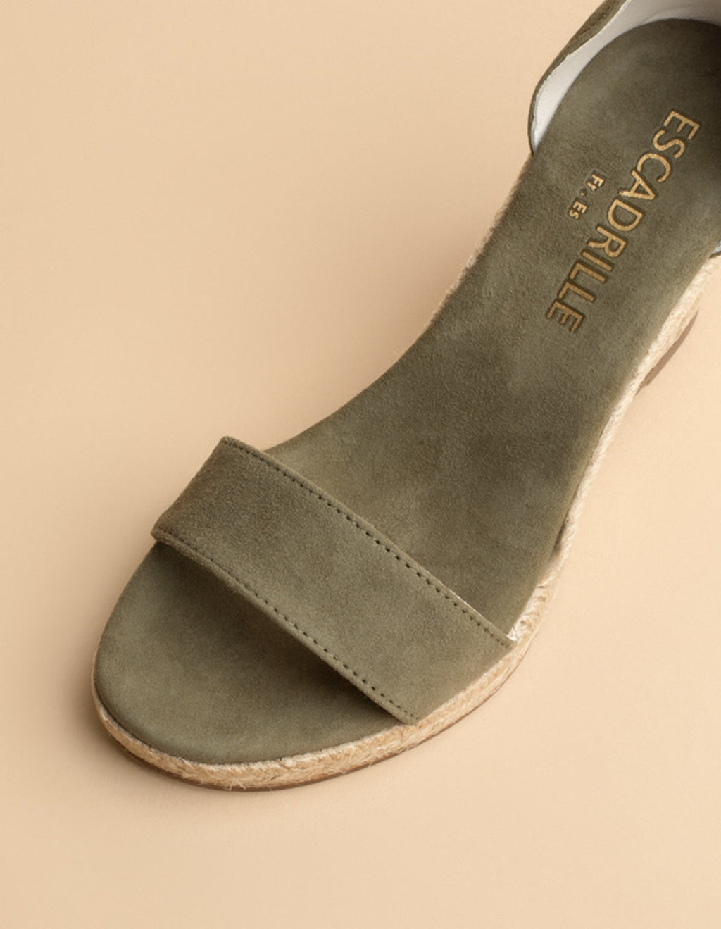 Espadrilles Compensées Lovrecina Cuir Daim Kaki - Femme