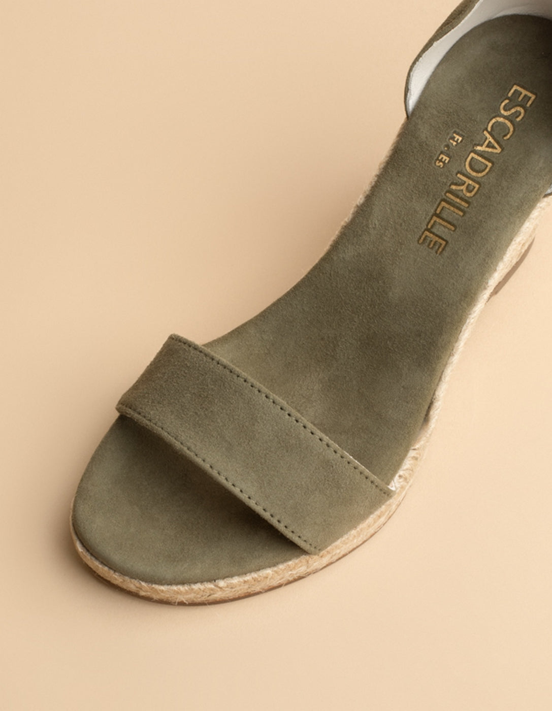 Espadrilles Compensées Lovrecina Cuir Daim Kaki - Femme