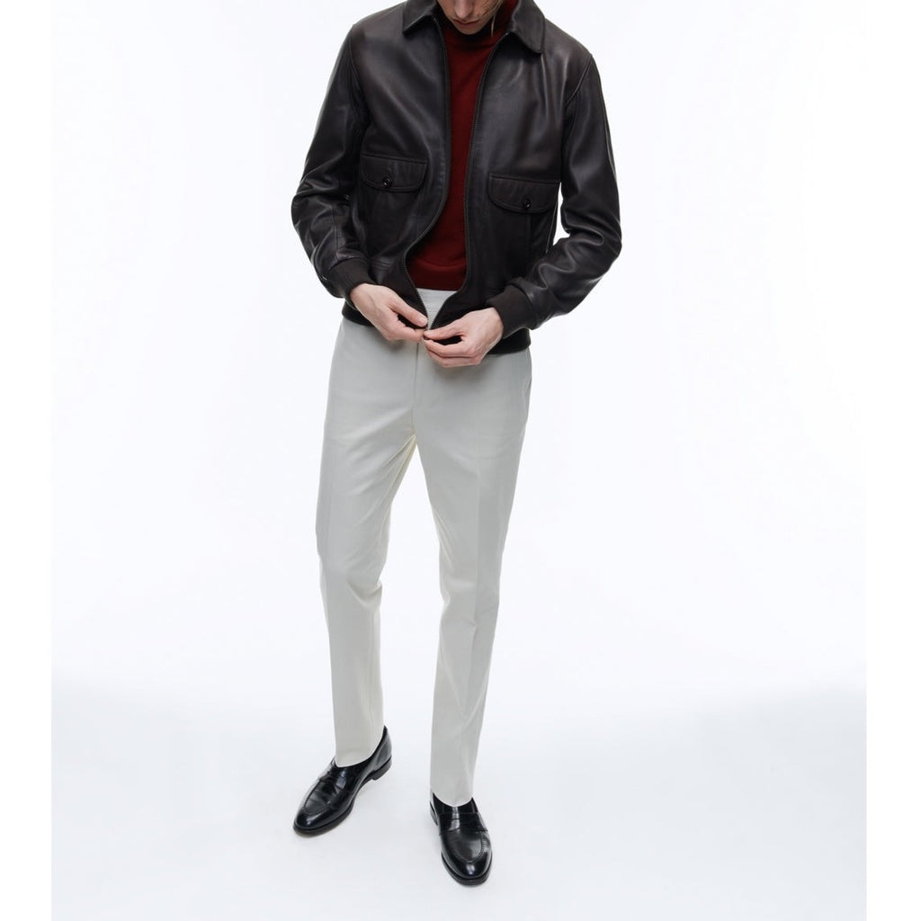 Fursac - Blouson En Cuir D'Agneau Marron
