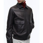Fursac - Blouson En Cuir D'Agneau Marron