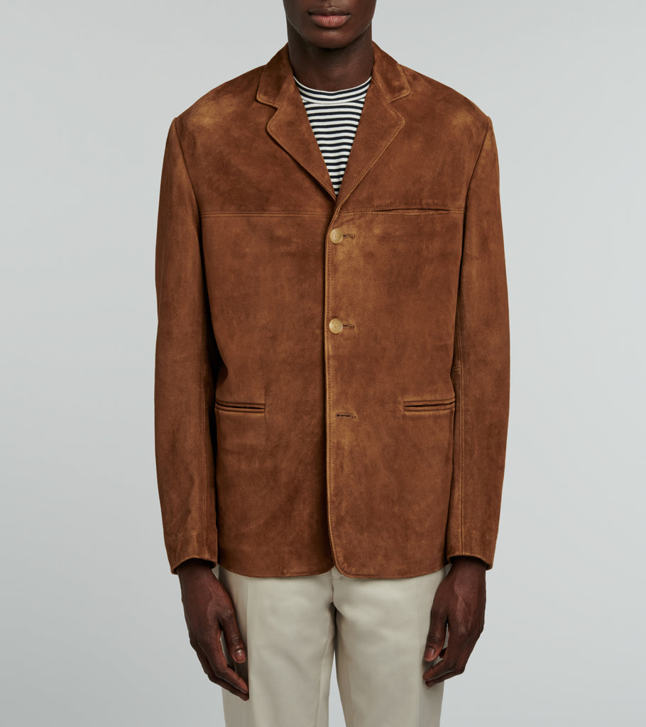Fursac - Veste Blazer En Chèvre Velours Camel