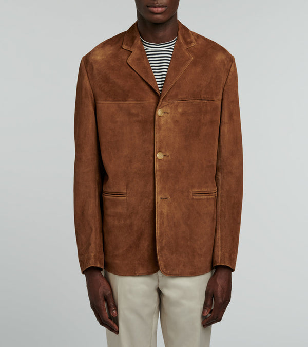 Fursac - Veste Blazer En Chèvre Velours Camel