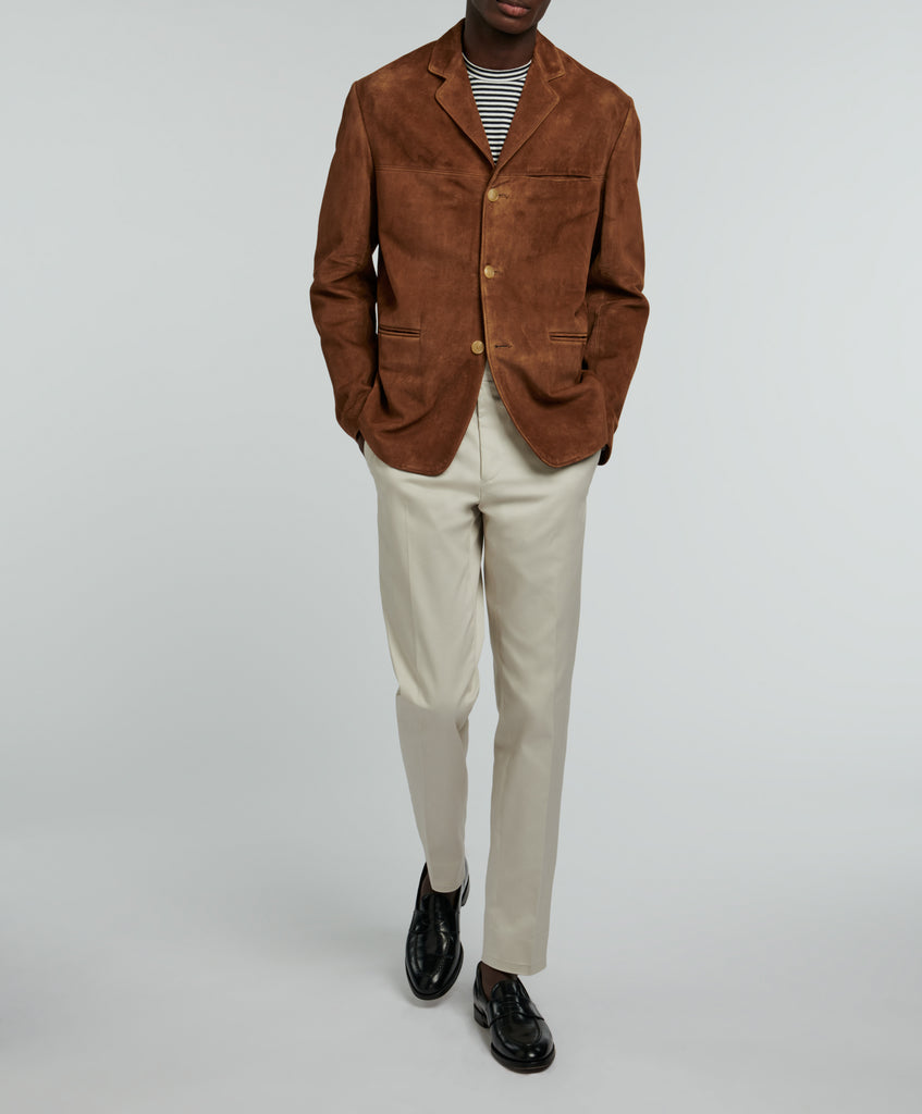 Fursac - Veste Blazer En Chèvre Velours Camel