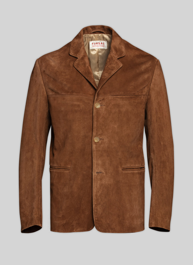 Fursac - Veste Blazer En Chèvre Velours Camel