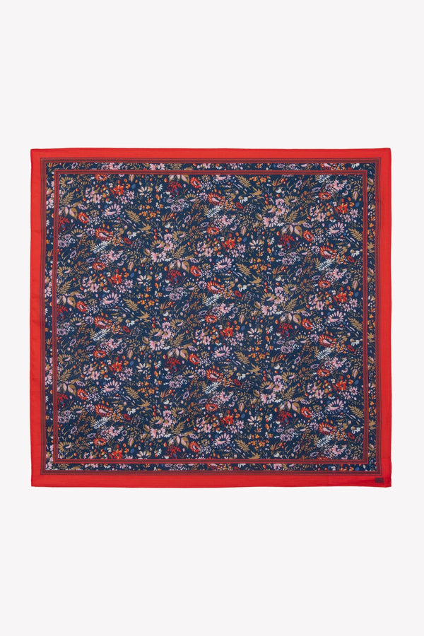Foulard - Fleuri Bleu 50Cm