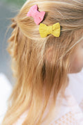 Lot De 2 Barrettes - Rose Et Jaune En Velours