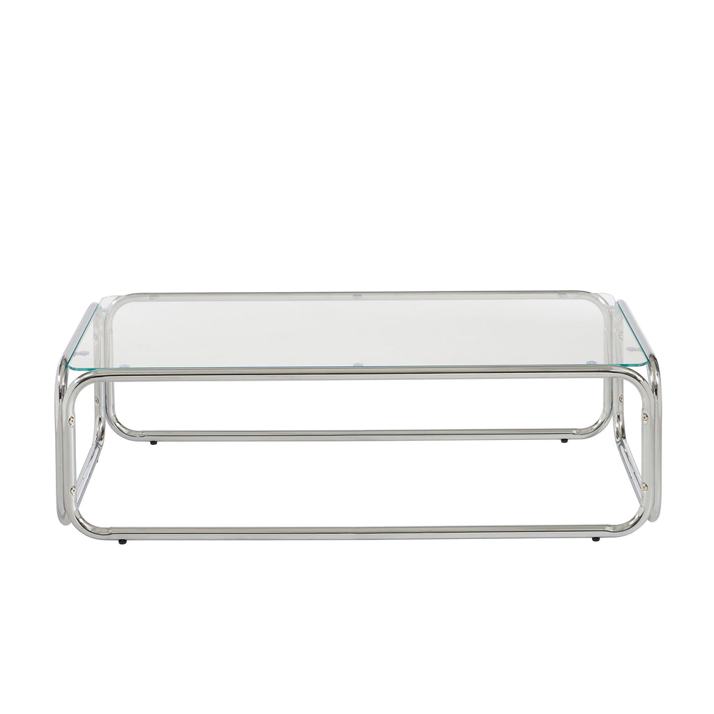Table Basse Maggy Verre Trempé Transparent Et Structure En Chrome