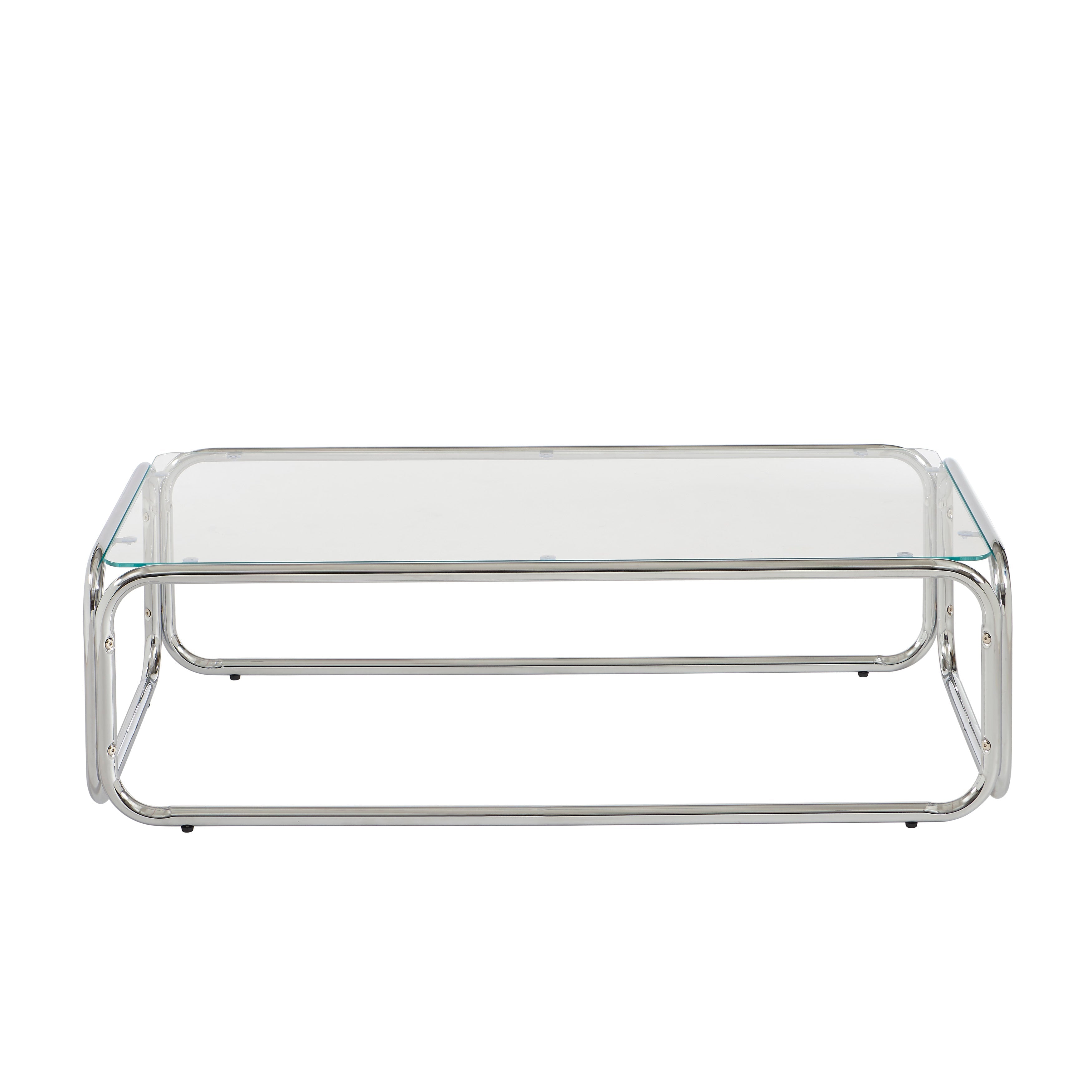 Table Basse Maggy Verre Trempé Transparent Et Structure En Chrome