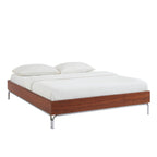 Maggy - Lit - Placage Noyer Et Pieds Métal Chromé