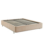 Maggy - Lit - Bouclette - Beige Et Pieds Métal Noir