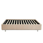 Maggy - Lit - Bouclette - Beige Et Pieds Métal Noir