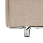 Maggy - Lit - Bouclette - Beige Et Pieds Métal Noir