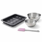 Zenker - Lot Avec 1 Moule 12 Mini Pains 36 X 27 Cm, 1 Spatule Zenker Et 2 Bols À Mixer En Inox Fackelmann - Noir