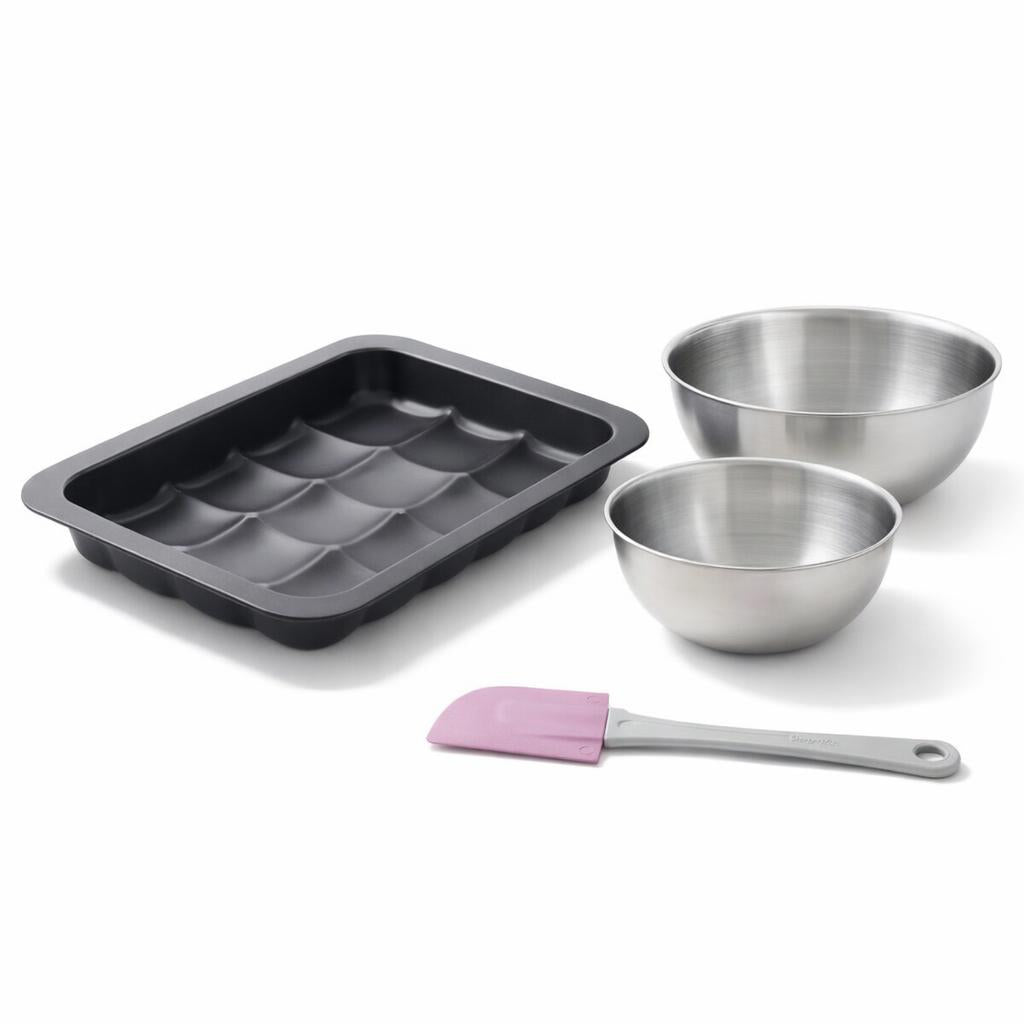 Zenker - Lot Avec 1 Moule 12 Mini Pains 36 X 27 Cm, 1 Spatule Zenker Et 2 Bols À Mixer En Inox Fackelmann - Noir