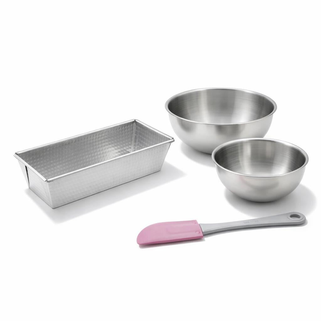 Zenker - Set Comprenant 1 Moule À Cake En Acier Étamé, 1 Spatule Zenker Et 2 Bols À Mixer En Inox Fackelmann - Gris