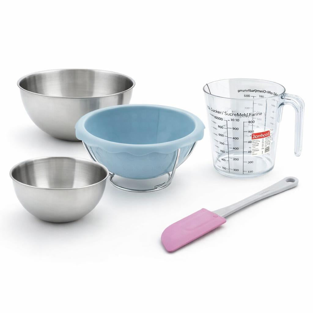 Zenker - Set De 5 Ustensiles De Pâtisserie Moule Bol Spatule Et Verre Doseur Zenker Spécial Football - Bleu