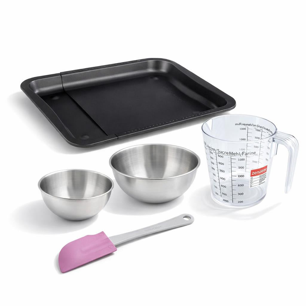 Zenker - Set Pâtisserie Avec Plaque De Four Extensible De 35-52 Cm, 2 Bols À Mixer, Verre Mesureur Et Spatule Zenker - Noir