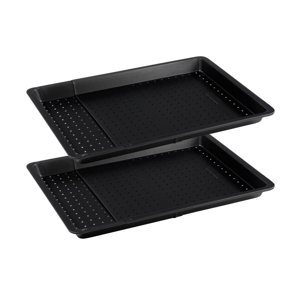 Zenker - Lot De 2 Plaques À Pizza Rectangulaires Perforées Extensibles 37 À 52 X 33 Cm Zenker Black Metallic - Noir