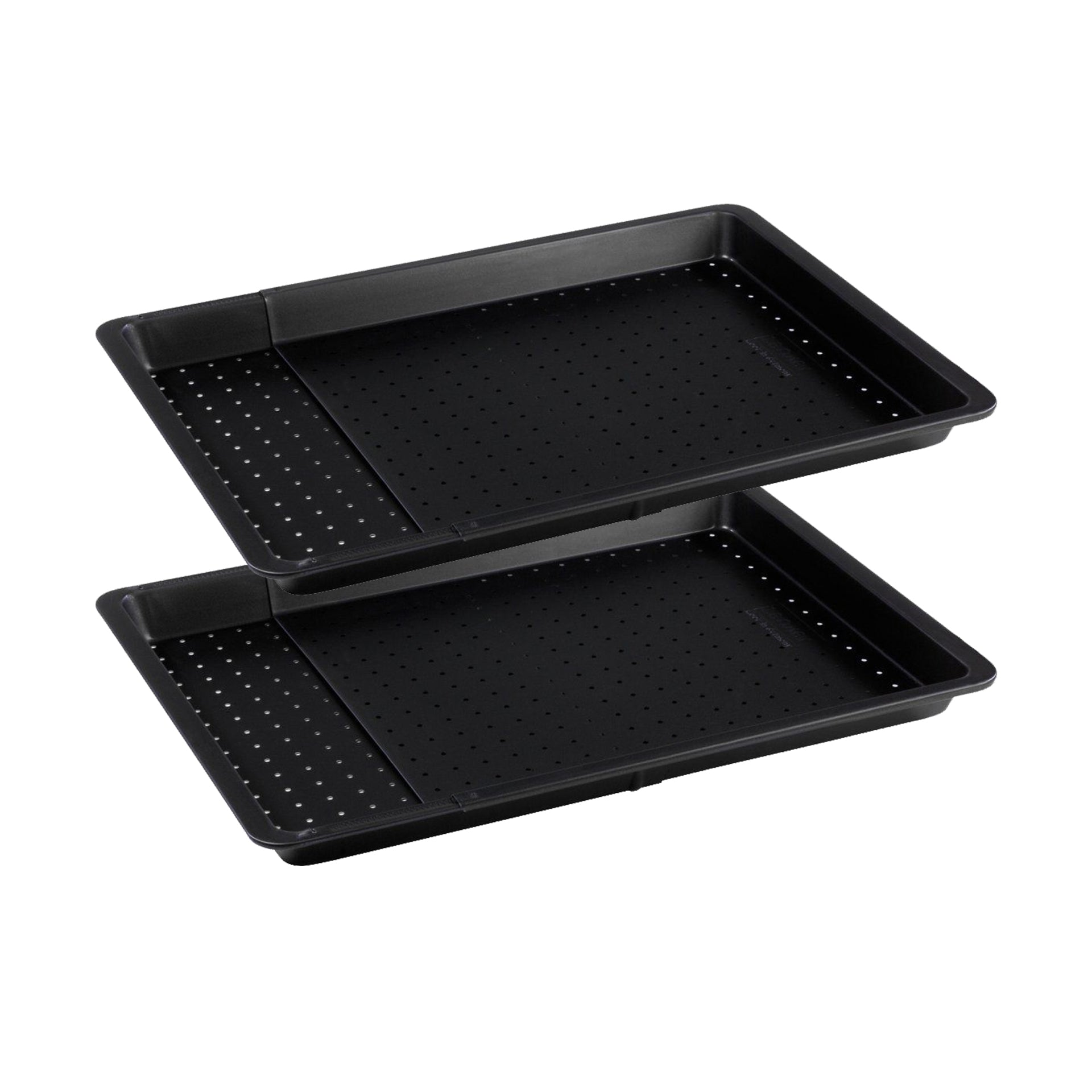 Zenker - Lot De 2 Plaques À Pizza Rectangulaires Perforées Extensibles 37 À 52 X 33 Cm Zenker Black Metallic - Noir