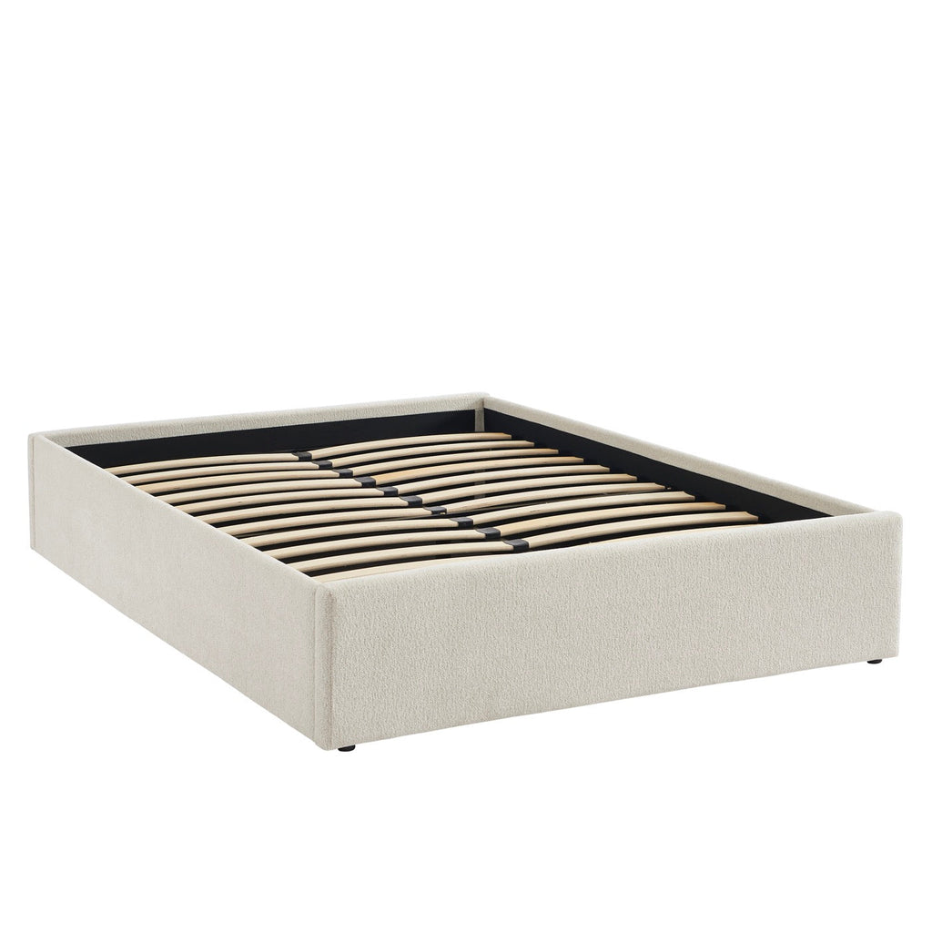 Marcy - Lit Coffre - Tissu Chenille Beige