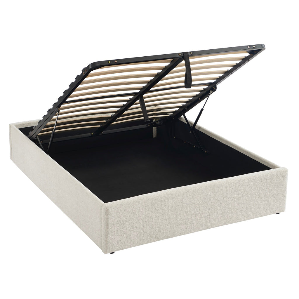 Marcy - Lit Coffre - Tissu Chenille Beige