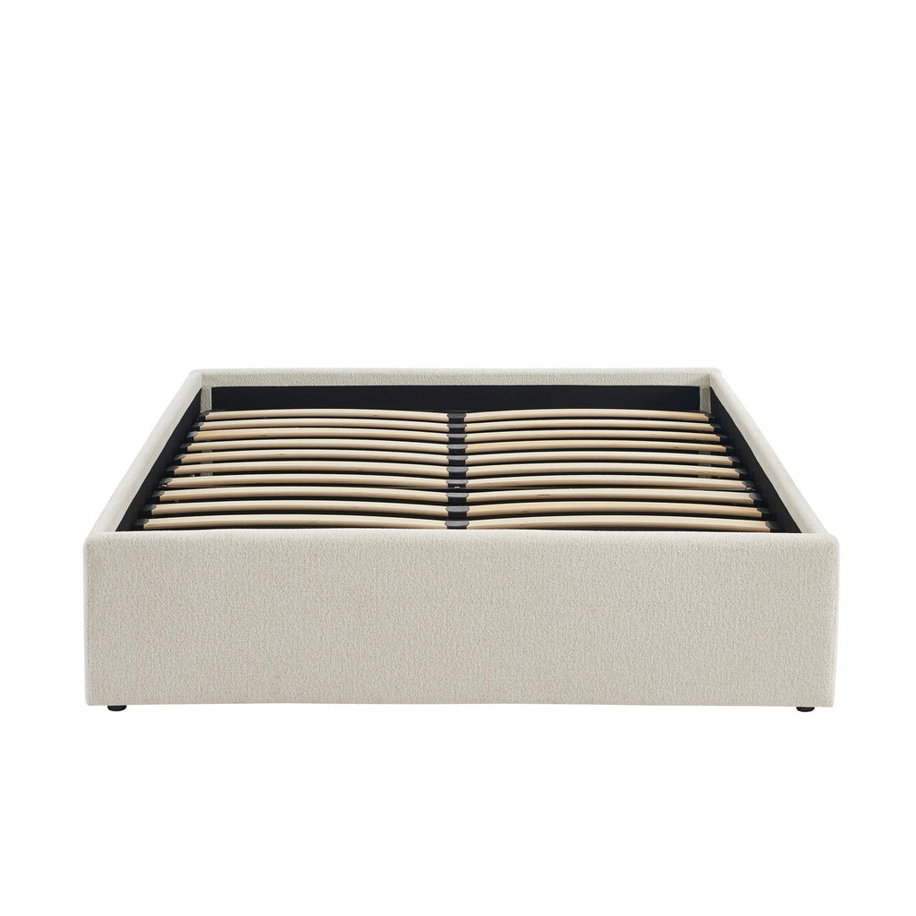 Marcy - Lit Coffre - Tissu Chenille Beige