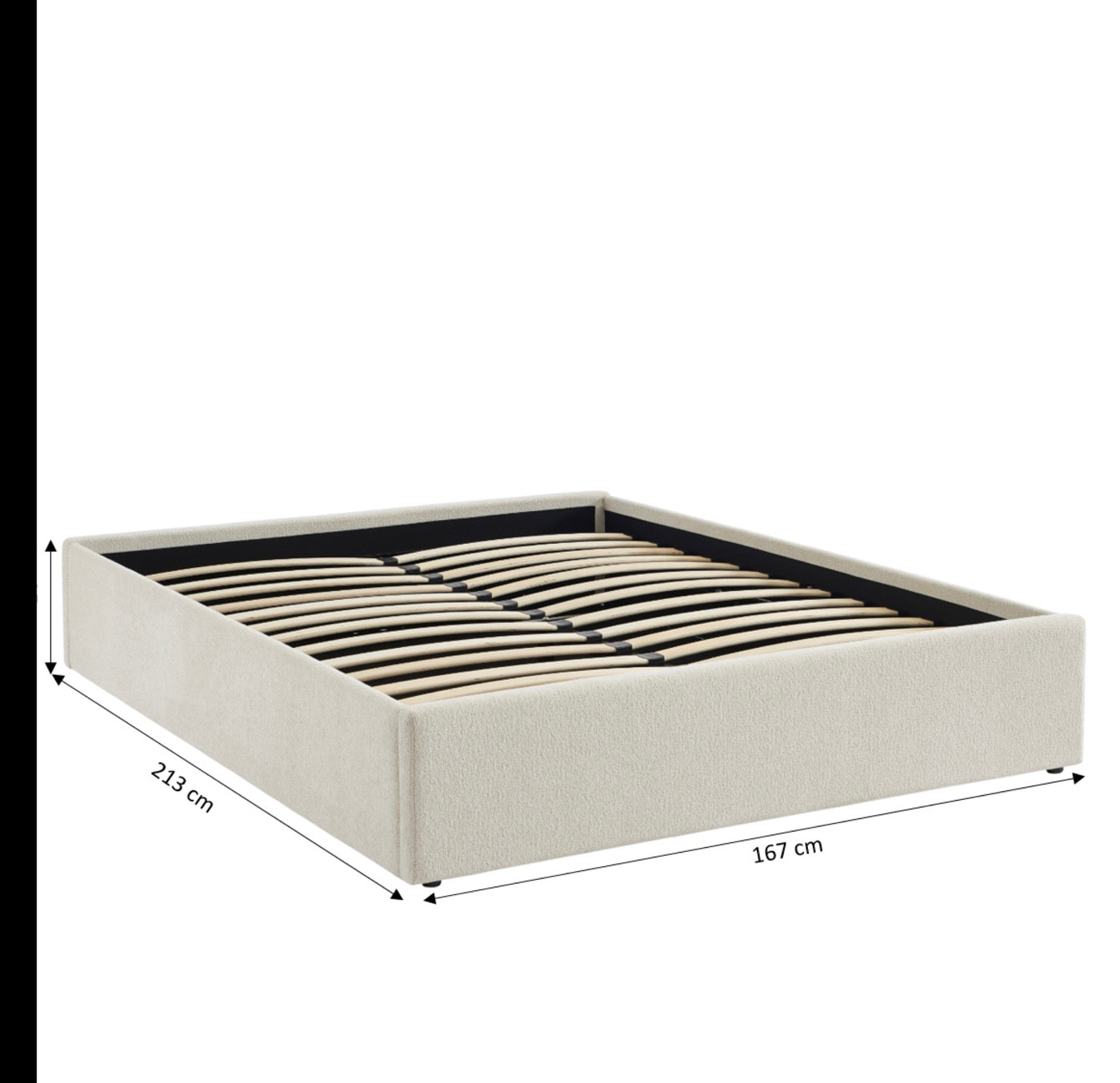 Marcy - Lit Coffre - Tissu Chenille Beige