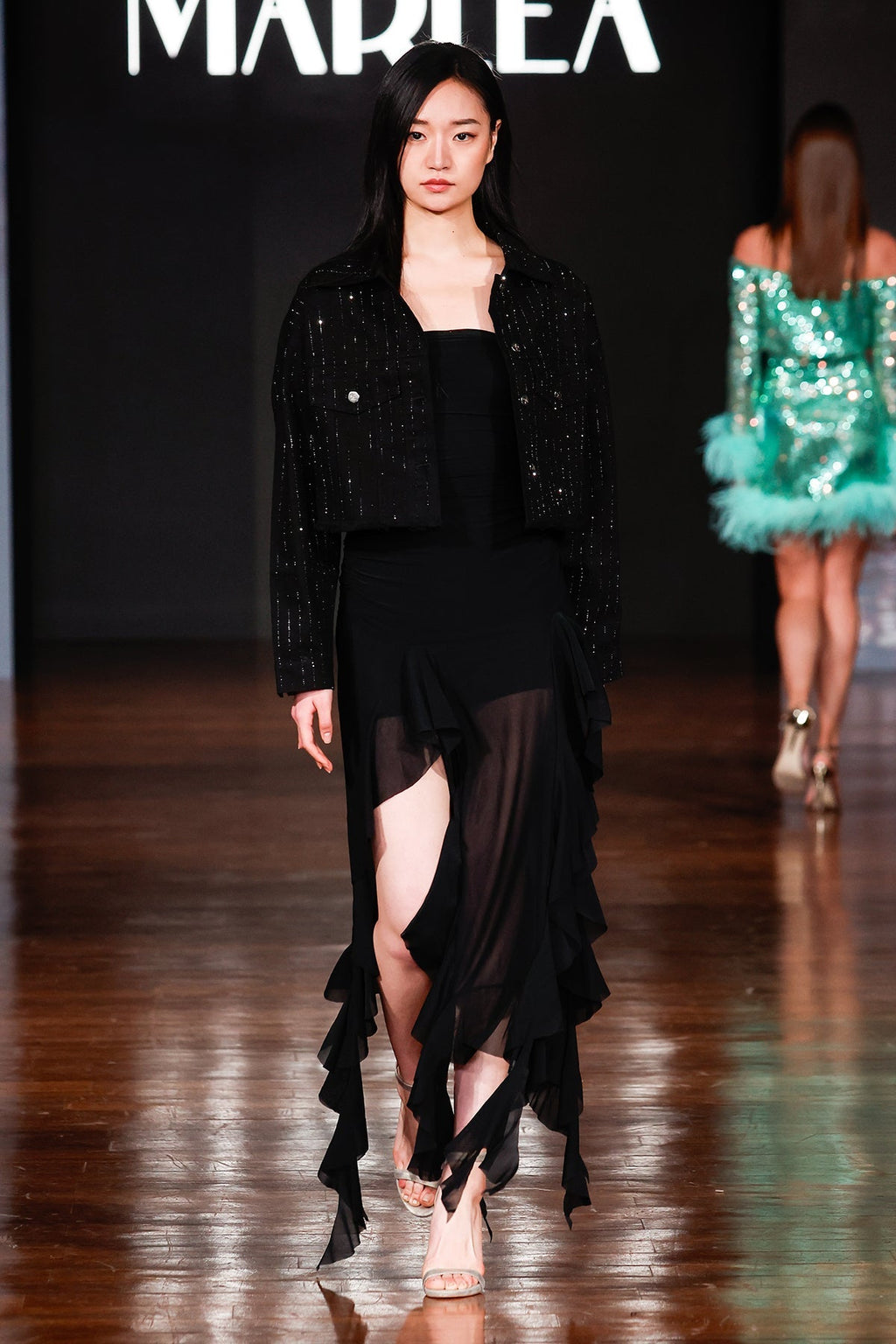 Veste Jeans - Strass Noir