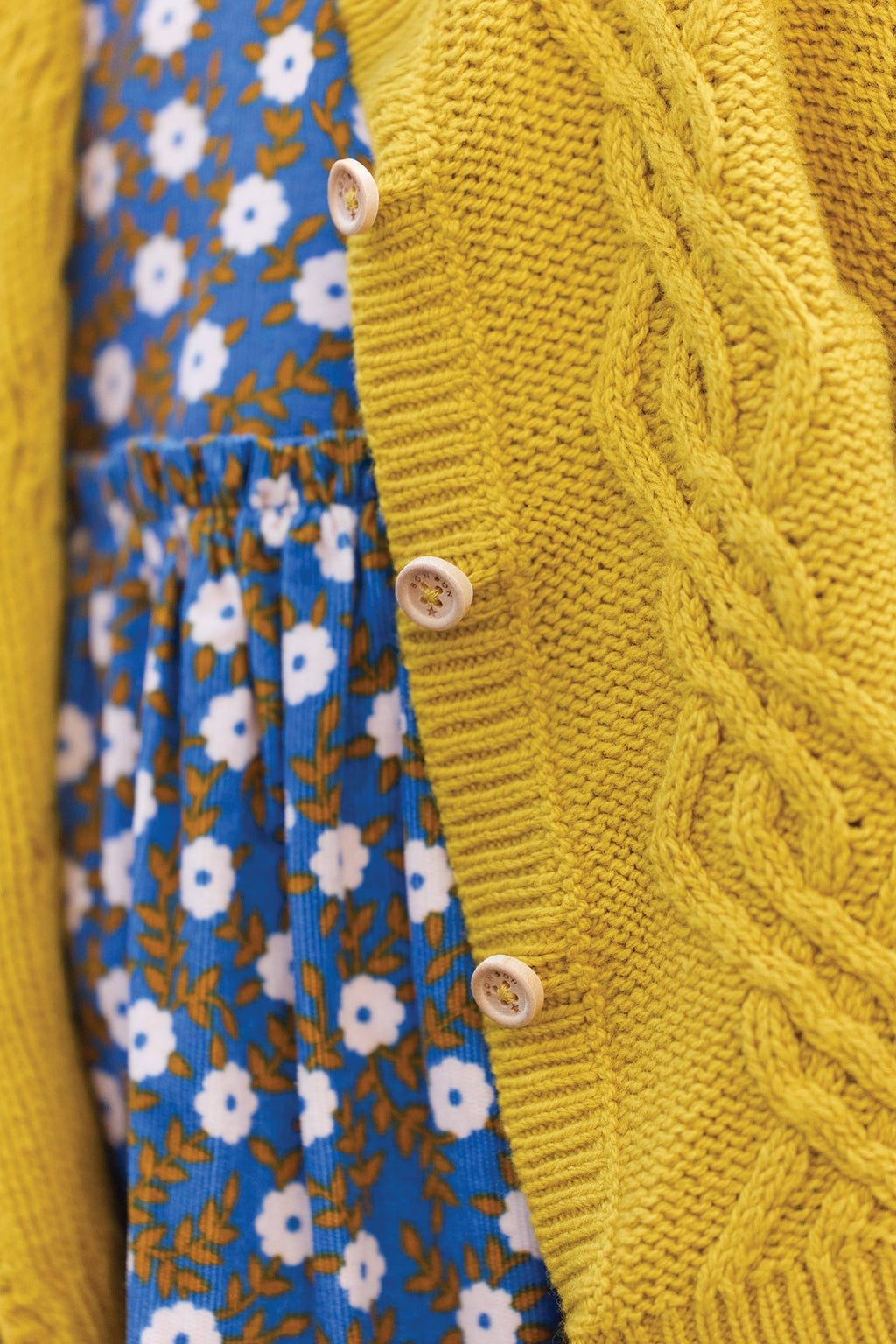 Cardigan - Bernard En Tricot Torsadé Jaune