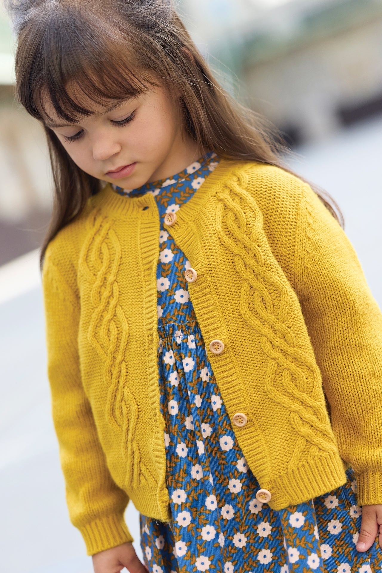 Cardigan - Bernard En Tricot Torsadé Jaune